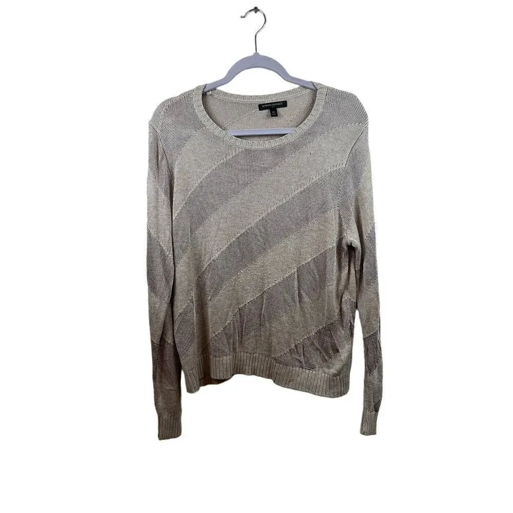 Banana Republic Cream Sheer Long Sleeve Sweater Size XL